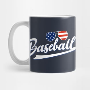 Baseball American Flag Sunglasses Mug